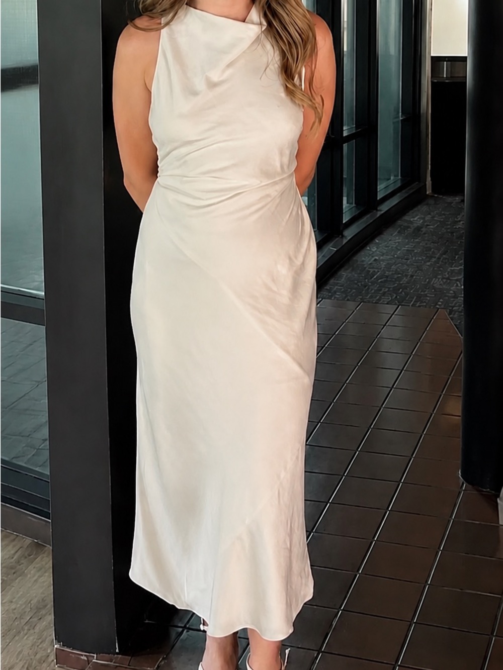 Wilfred Cream Sleeveless Midi Dress